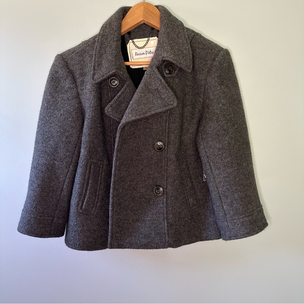 NWT Raison D’etre 100% Wool Cropped Pea Coat